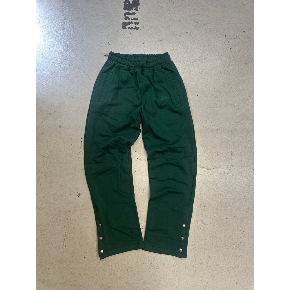Hours Mens Dark Green Cotton Snap Button Ankle Sweatpants Joggers Size M